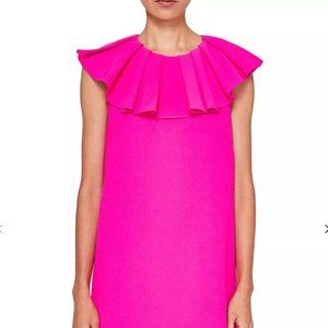 New, never worn Ted Baker Clarees Ruffle Neck Dress, Bright Pink